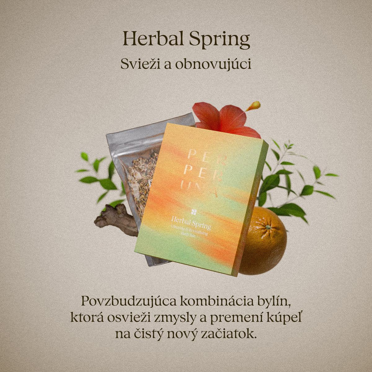 Herbal Spring – Svieži a obnovujúci: povzbudzujúca kombinácia bylín, ktorá osvieži zmysly a premení kúpeľ na čistý nový začiatok