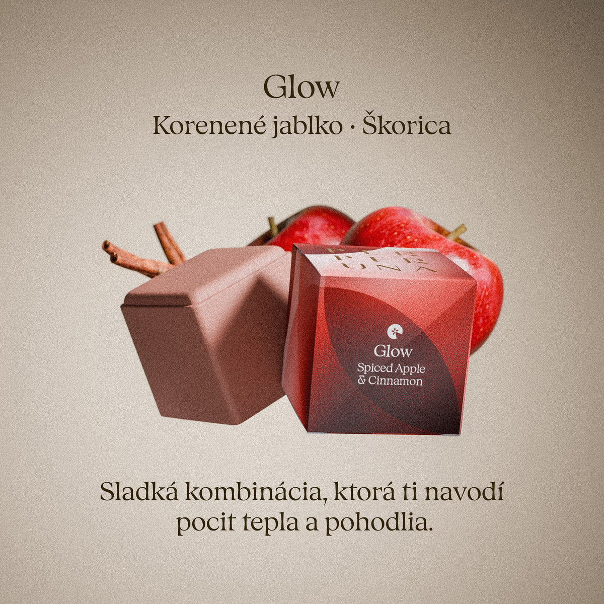 Glow – Korenené jablko · Škorica: sladká kombinácia, ktorá ti navodí pocit tepla a pohodlia