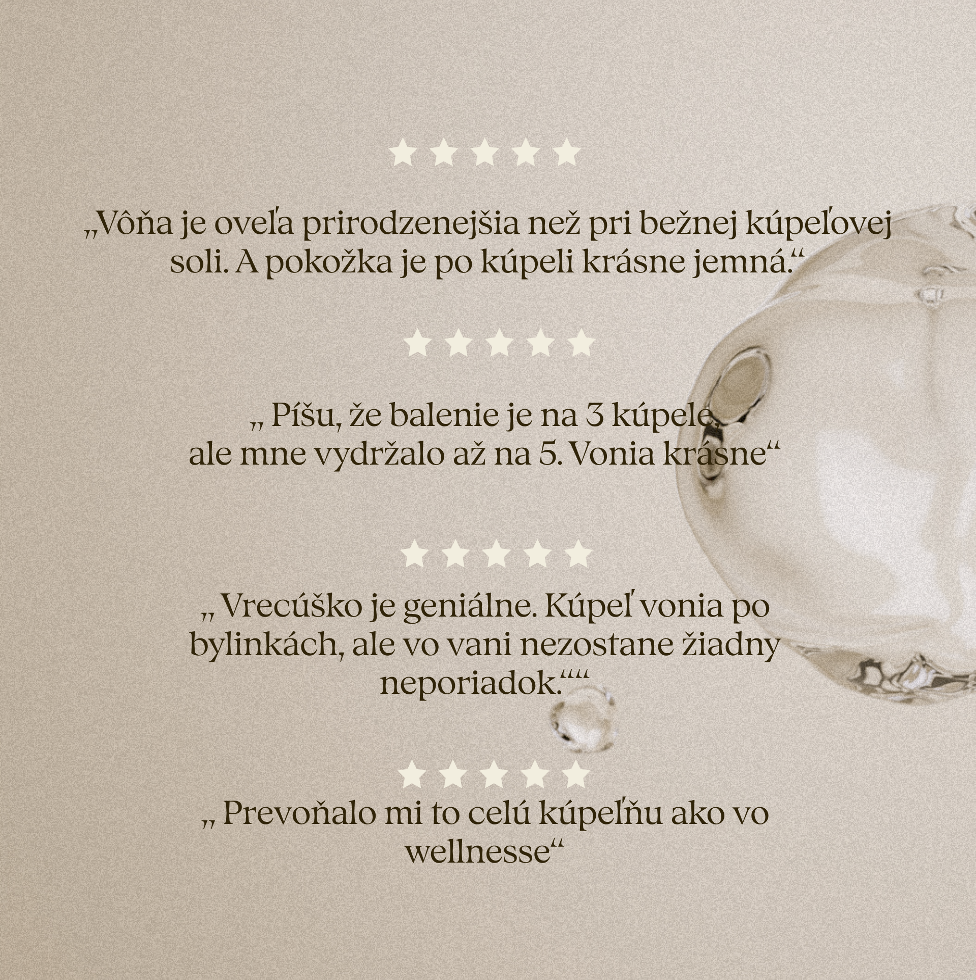 Hodnotenia zákazníčok na aromatické čaje do kúpeľa Perperuna