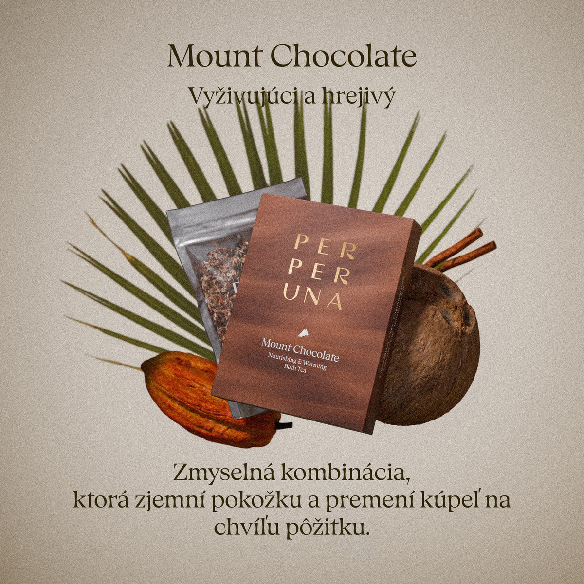 Mount Chocolate – Vyživujúci a hrejivý: zmyselná kombinácia, ktorá zjemní pokožku a premení kúpeľ na chvíľu pôžitku